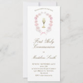 Rosa-Erbsen der ersten Kommunion Einladung (Vorderseite)