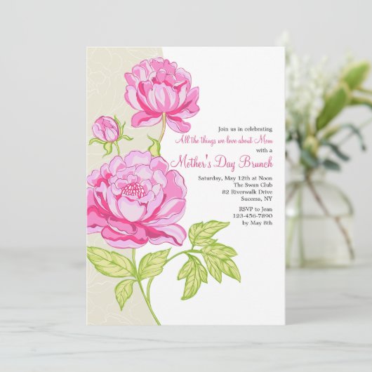 Rosa Erbsen Einladung (Stehend Vorderseite)