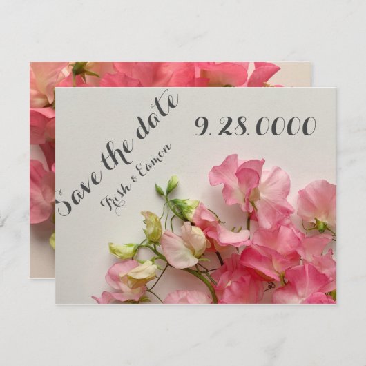 Rosa Erbsen, frisch Save The Date (Vorne/Hinten)