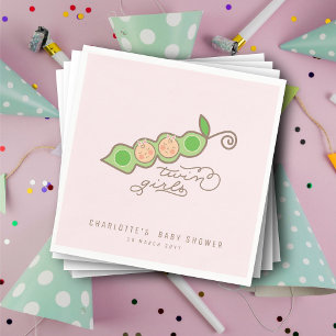 Rosa Erbsen im Schoten-Zwillinge-Babyshower-Party Serviette