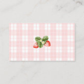 Rosa Erdbeer-Gingham Visitenkarte (Rückseite)