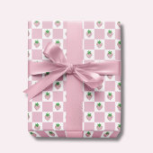 Rosa Erdbeer-Karo-Sommer Geschenkpapier Set