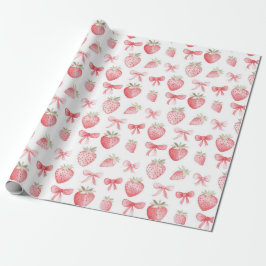 Rosa Erdbeer-Schleifen-Geschenkpapier Coquette Geschenkpapier