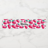 Rosa Erdbeere auf weißem Hintergrund Wasserflaschenetikett (Einzelnes Label)