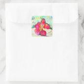 Rosa Erdbeere Blume Wasserfarbe Quadratischer Aufkleber (Tasche)