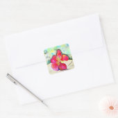 Rosa Erdbeere Blume Wasserfarbe Quadratischer Aufkleber (Umschlag)