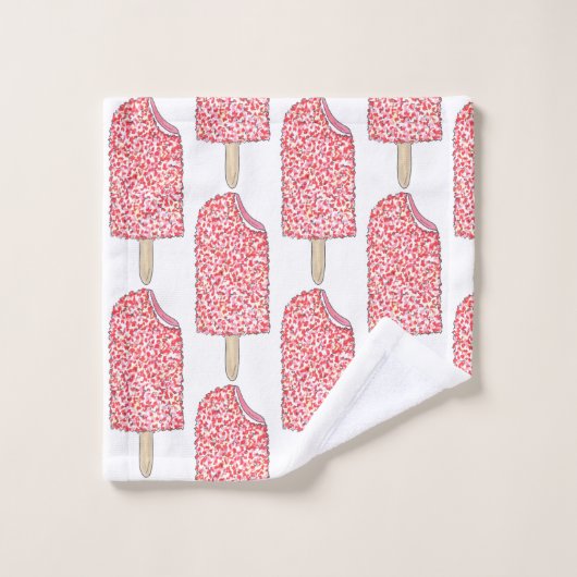 Rosa Erdbeere Bortcake Eiscreme Popsiv Pop Badhandtuch Set (Waschlappen)