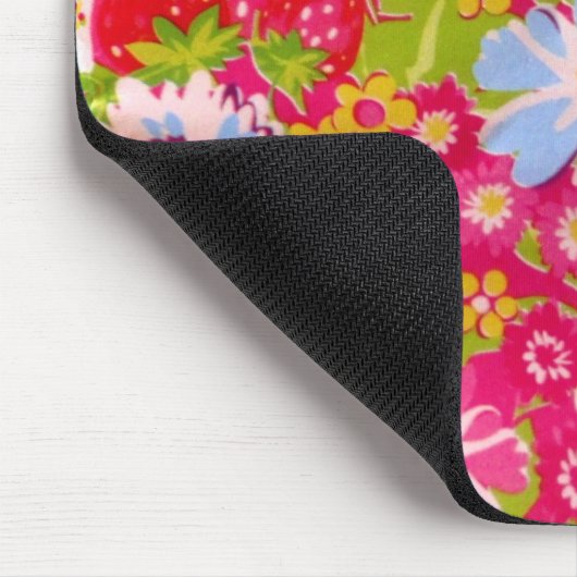 Rosa Erdbeere bunt blumig Mousepad (Ecke)