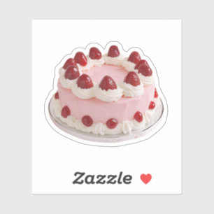 Rosa Erdbeere Celebration Cake Aufkleber