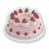 Rosa Erdbeere Celebration Cake Aufkleber (Vorderseite)