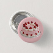Rosa Erdbeere Celebration Cake Button (Vorne & Hinten)