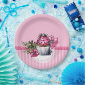 Rosa Erdbeere Cupcake Paper Party Teller (Party)