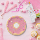 Rosa Erdbeere Donut Pappteller (Party)