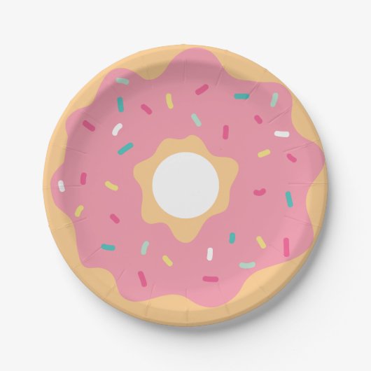 Rosa Erdbeere Donut Pappteller (Vorderseite)