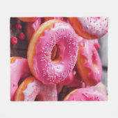 Rosa Erdbeere Donuts Fleecedecke (Vorderseite (Horizontal))