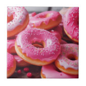 Rosa Erdbeere Donuts Fliese (Vorderseite)