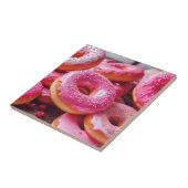 Rosa Erdbeere Donuts Fliese (Seite)