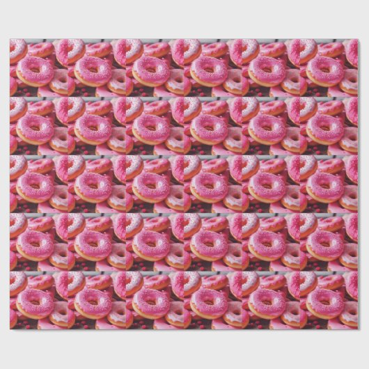 Rosa Erdbeere Donuts Geschenkpapier (Flach)