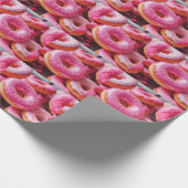 Rosa Erdbeere Donuts Geschenkpapier (Ecke)