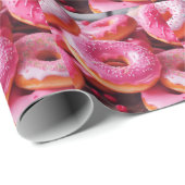 Rosa Erdbeere Donuts Geschenkpapier (Rolleneckpunkt)