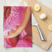Rosa Erdbeere Donuts Geschirrtuch (Viertel Falte)