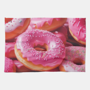 Rosa Erdbeere Donuts Geschirrtuch