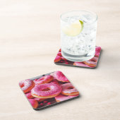 Rosa Erdbeere Donuts Getränkeuntersetzer (Rechte Seite)