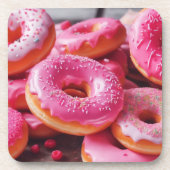Rosa Erdbeere Donuts Getränkeuntersetzer (Vorderseite)