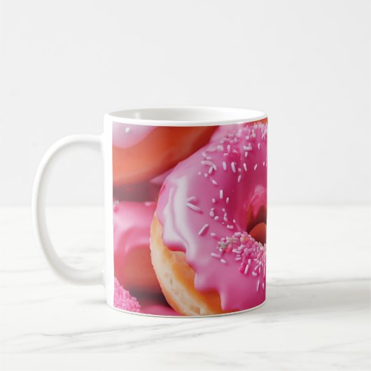 Rosa Erdbeere Donuts Kaffeetasse (Links)