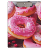 Rosa Erdbeere Donuts Klemmbrett (Vorderseite)