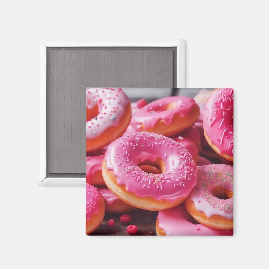 Rosa Erdbeere Donuts Magnet (Vorderseite/Rückseite)