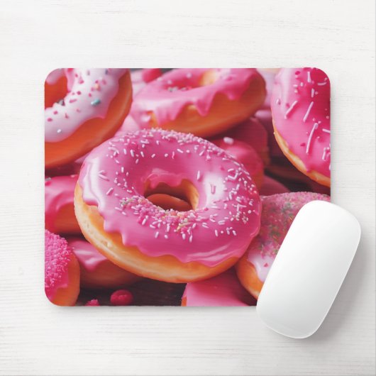 Rosa Erdbeere Donuts Mousepad (Mit Mouse)