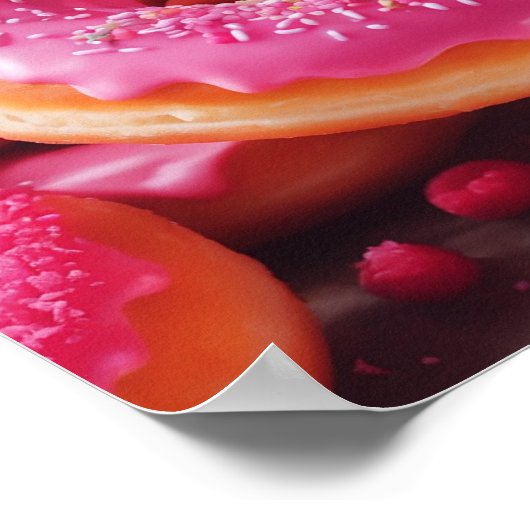 Rosa Erdbeere Donuts Poster (Ecke)