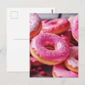 Rosa Erdbeere Donuts Postkarte (Vorne/Hinten)