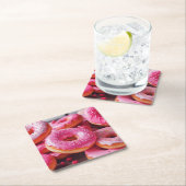 Rosa Erdbeere Donuts Rechteckiger Pappuntersetzer (Vor Ort)