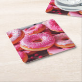 Rosa Erdbeere Donuts Rechteckiger Pappuntersetzer (angewinkelt)