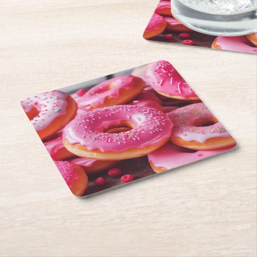 Rosa Erdbeere Donuts Rechteckiger Pappuntersetzer (angewinkelt)