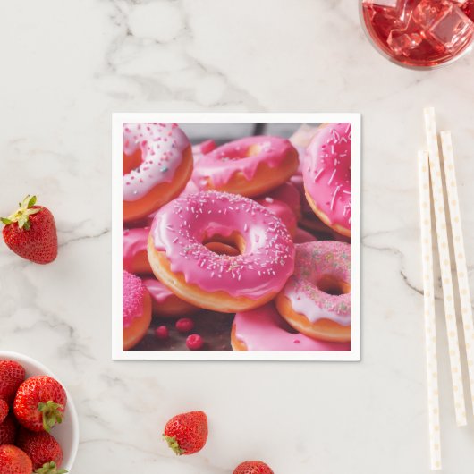 Rosa Erdbeere Donuts Serviette (Beispiel)