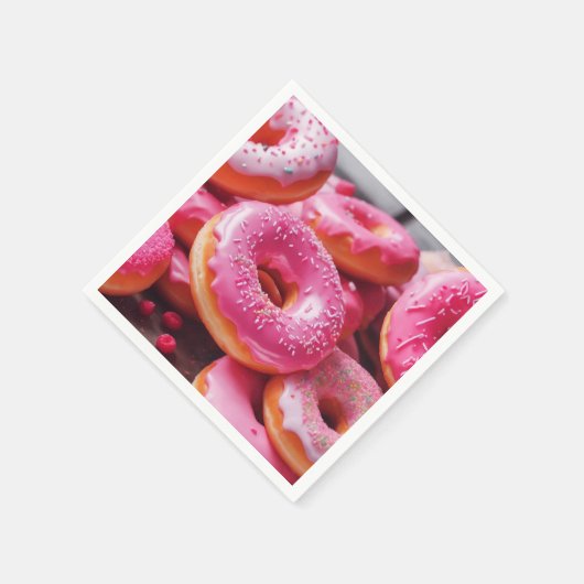 Rosa Erdbeere Donuts Serviette (Ecke)
