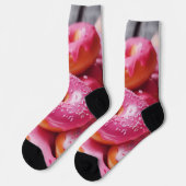 Rosa Erdbeere Donuts Socken (Linkes Detail)