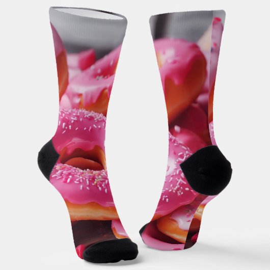 Rosa Erdbeere Donuts Socken (Gewinkelt)