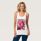 Rosa Erdbeere Donuts Tank Top (Vorderseite Vollansicht)