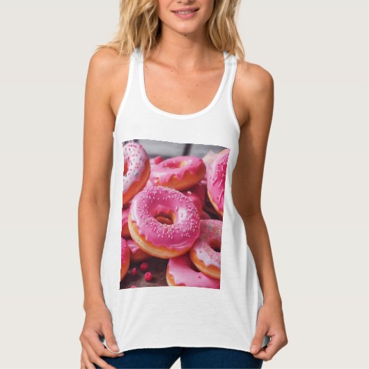 Rosa Erdbeere Donuts Tank Top (Vorderseite)