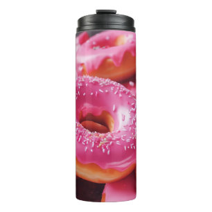 Rosa Erdbeere Donuts Thermosbecher