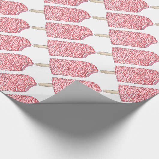 Rosa Erdbeere Eclair Ice Cream Popsicle Lolly Geschenkpapier (Ecke)