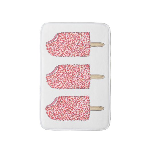 Rosa Erdbeere Eclair Ice Cream Popsim Pop Badematte (Vorderseite Vertikal)