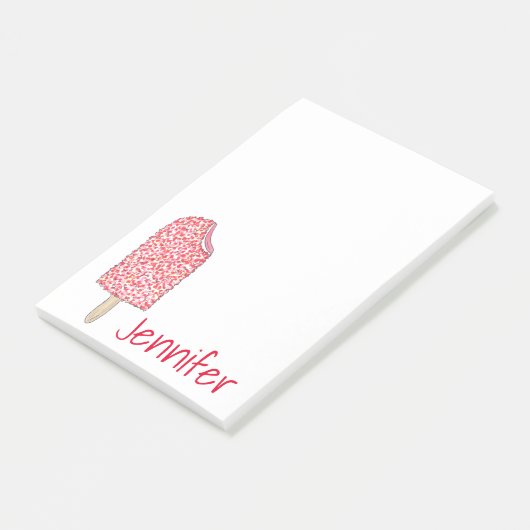 Rosa Erdbeere Eclair Ice Creme Popsicle Post-its Post-it Klebezettel (angewinkelt)