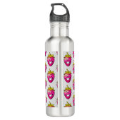 Rosa Erdbeere Edelstahlflasche (Rückseite)