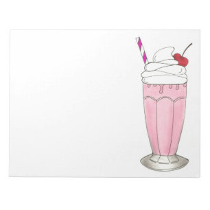 Rosa Erdbeere Eis Creme Shake Milkshake Dessert Notizblock