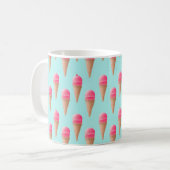 Rosa Erdbeere Eis Crememuster, blau Kaffeetasse (Vorderseite Links)